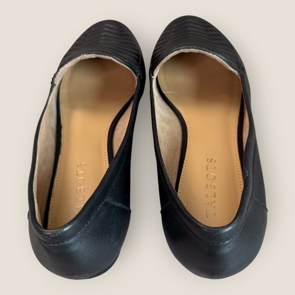Talbots Leather Loafer Flat Casual Shoes Women 8M Black Chevron Quilted Slip On - Picture 4 of 10